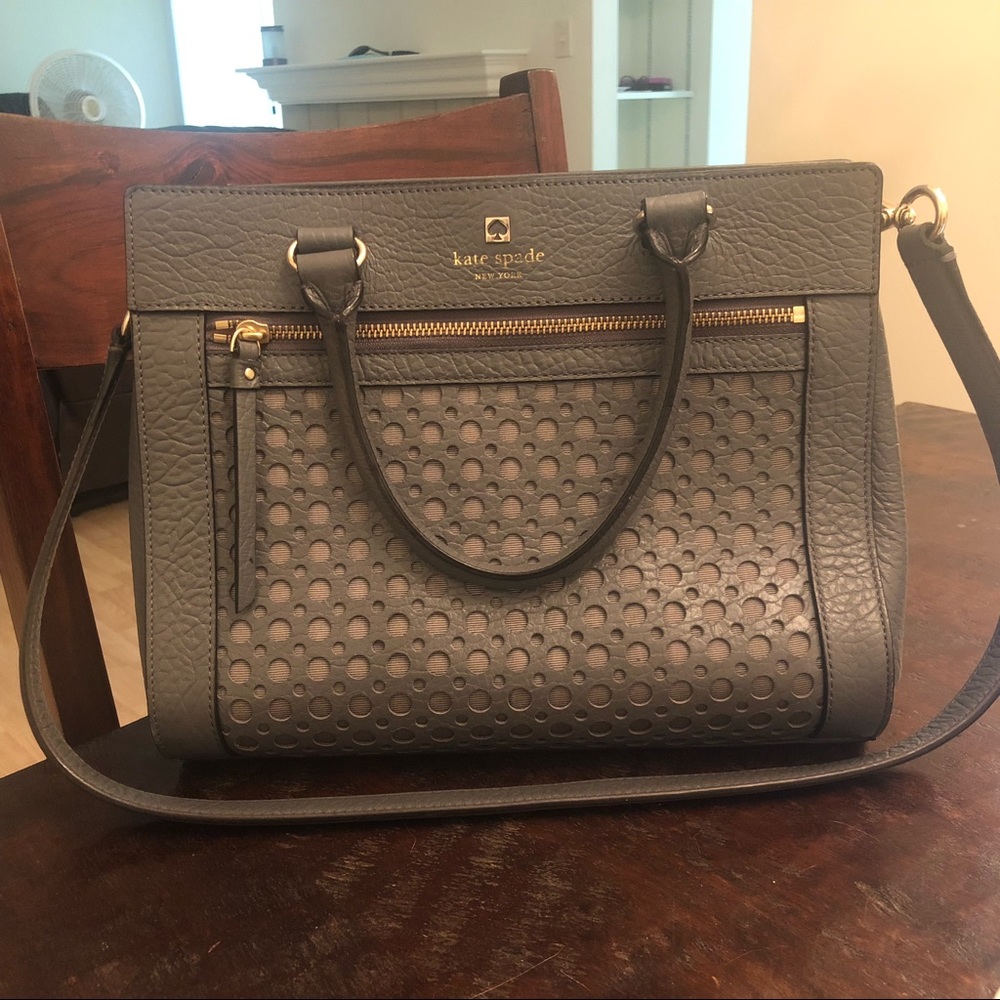 Kate Spade Laser Cut Gray Satchel Purse